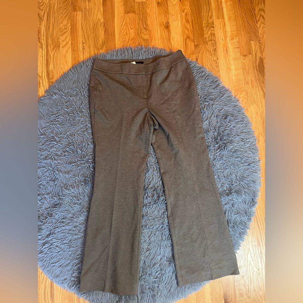 Talbots Everyday Stretch Gray Tan Ponte Knit Wide Flare Pants Size 16 NWT